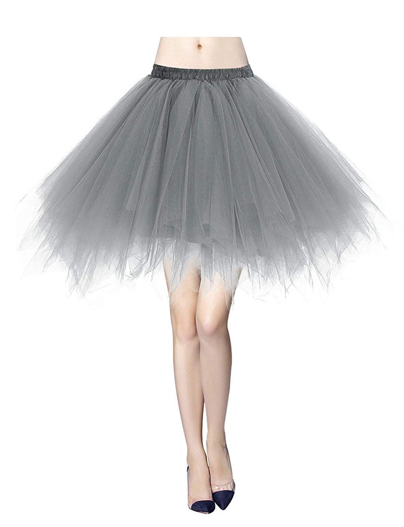 ChicWind Womens Grey Puffy Tutu Layered Tulle Petticoat Skirt - Image 1